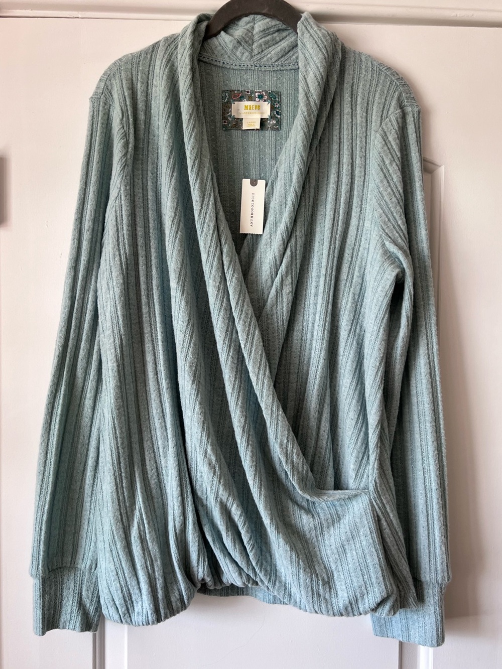NWT Anthropologie Maeve Rafela Hacci Top Sweater Surplice